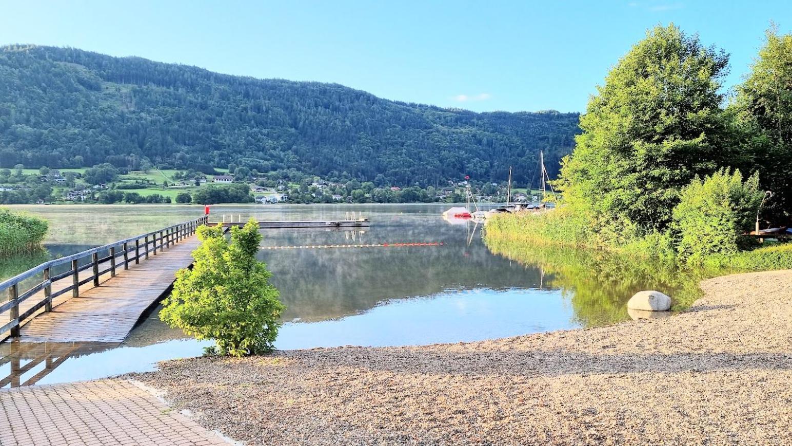 Kaernten Ossiacher See Apartment Zwei Zimmer Ferienwohnung Direkter Seezugang Strand Beheizte Schwimmhalle بودينسدورف المظهر الخارجي الصورة